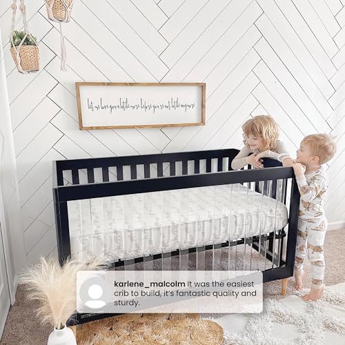 Delta Children Austin Acrylic 4-in-1 Convertible Baby Crib - Greenguard Gold Certified, Midnight Grey/Natural - WoodArtSupply