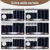 KNEOQIT Extra Wide Room Divider Blackout Curtains with Hooks, Thermal Insulated Drapes for Living Room, Bedroom, Sliding Door, Large Windows Navy Blue(1 Panel, 100" W x 84" H) KNEOQIT