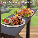 Domi 8x5FT Hardtop Grill Gazebo, Outdoor BBQ Gazebo with 2 Side Shelves and Ceiling Hook, Outdoor Grill Canopy with Galvanized Steel Double Roof for Patio Lawn Backyard Deck, Brown domi outdoor living