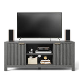 GarveeHome 59" TV Stand for TVs Up to 65 Inches, Mid Century Modern TV Entertainment Center with Storage Cabinets & Open Shelves, Wood TV Cabinet for Living Room, Gray Oak GarveeHome