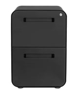 Laura Davidson Furniture Stockpile 2 Drawer Mobile File Cabinet with Lock - Under Desk Metal Filing Cabinet, Legal/Letter File Folders, Wheels and Stationary Feet, Pre-Assembled, Black Laura Davidson Furniture