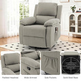 Korser Recliner Chair, 360 Swivel Rocker Chair for Adults, Small Rocking Recliner for Small Spaces, Upholstered Fabric Glider Recliner Nursery (Swivel Rocker Recliner, Light Khaki)