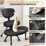 Primy Criss Cross Office Chair - ADHD Cross Legged Chair with Wheels - Adjustable Height Ergonomic Kneeling Desk Chairs for Meditation Yoga Home Office with Backrest, 360°Rotating Footrest - Black Primy