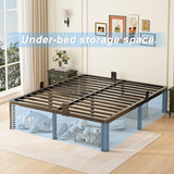 Yitong Angel 14 inch Queen Bed Frame with Round Corner Legs Mattress Slide Stopper,3500 lbs Heavy Duty Metal Platform,Steel Slats Support,No Box Spring Needed,Easy Assembly,Noise Free Yitong Angel
