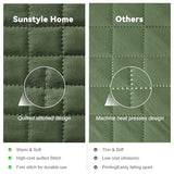 SunStyle Home Olive Green Quilt King Size, Lightweight Comforter Blanket Bedspread Soft Reversible Coverlet for All Season 3pcs Army Green Square Quilted Bedding Set (1 Quilt 2 Pillow Shams)(106"x96") SunStyle Home