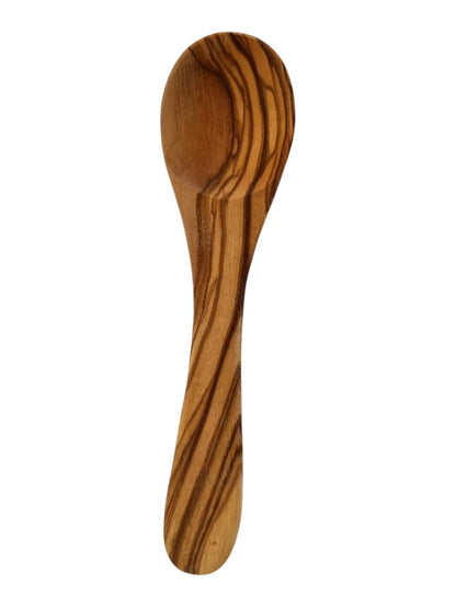 Handcrafted Olive Wood Spoon for Coffee and Baby Feeding, Natural Wood Grain