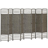 HOMCOM 8 Panel Room Divider, Folding Privacy Screen, 5.6' Room Separator, Wave Fiber Freestanding Partition Wall Divider, Dark Gray HOMCOM