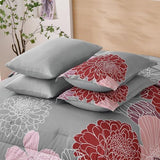 Yiran Burgundy Pink Red Floral Comforter Set Bed in a Bag Flower Comforter Set Soft Microfiber Bedding Set King 104''x90'' Yiran