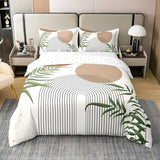 Erosebridal Boho Mid Century 100% Cotton Duvet Cover Full, Modern Bohemian Minimalist Bedding Set, Abstract Geometric Comforter Cover for Kids Adults, Retro Aesthetic Brown Circle Bedclothes Erosebridal