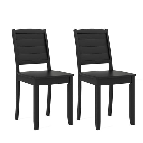 Giantex Wood Dining Chairs Set of 2, Modern Kitchen Chairs w/Rubber Wood Legs, Curved Backrest, Farmhouse Diner Chairs, Wooden Armless Side Chairs for Home Dining, Restaurant, Load 400 LBS, Black Giantex