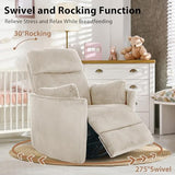 GNMLP2020 Power Rocking Chair Nursery, Oversized Rocker Recliner for Adults, Wide Swivel Rocker Recliner with USB, 2 Pillows, Electric Barrel Armchair Single Sofa for Living Room Bedroom, Beige