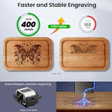 Gluwphy Class 1 Laser Engraver 5000mV(5W) Enclosed Laser Engraving Machine with Turbo Fan Filtering Laser Cutter for Wood, Metal, Acrylic, Leather, Black Gluwphy