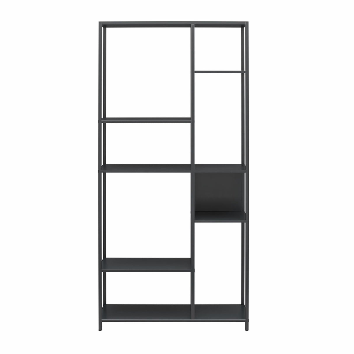 REALROOMS Shadwick 6-Shelf Metal Bookcase Room Divider for Living Room or Bedroom, Black REALROOMS