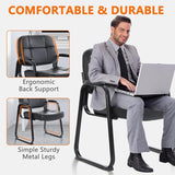 CLATINA Big & Tall Waiting Room Guest Chair Comfortable Reception Chairs with Bonded Leather Padded Arm Rest and Sled Base for Office Reception Lobby and Conference Desk, Black(4 Pack) CLATINA