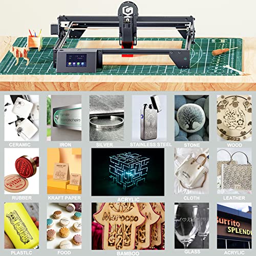Longer Ray5 Laser Engraver, 10W Laser Cutter, 0.06 * 0.06 mm Precision Laser Engraver for Acrylic, Wood, and Metal with Emergency Stop, 3.5-inch Touch Screen for DIY Longer