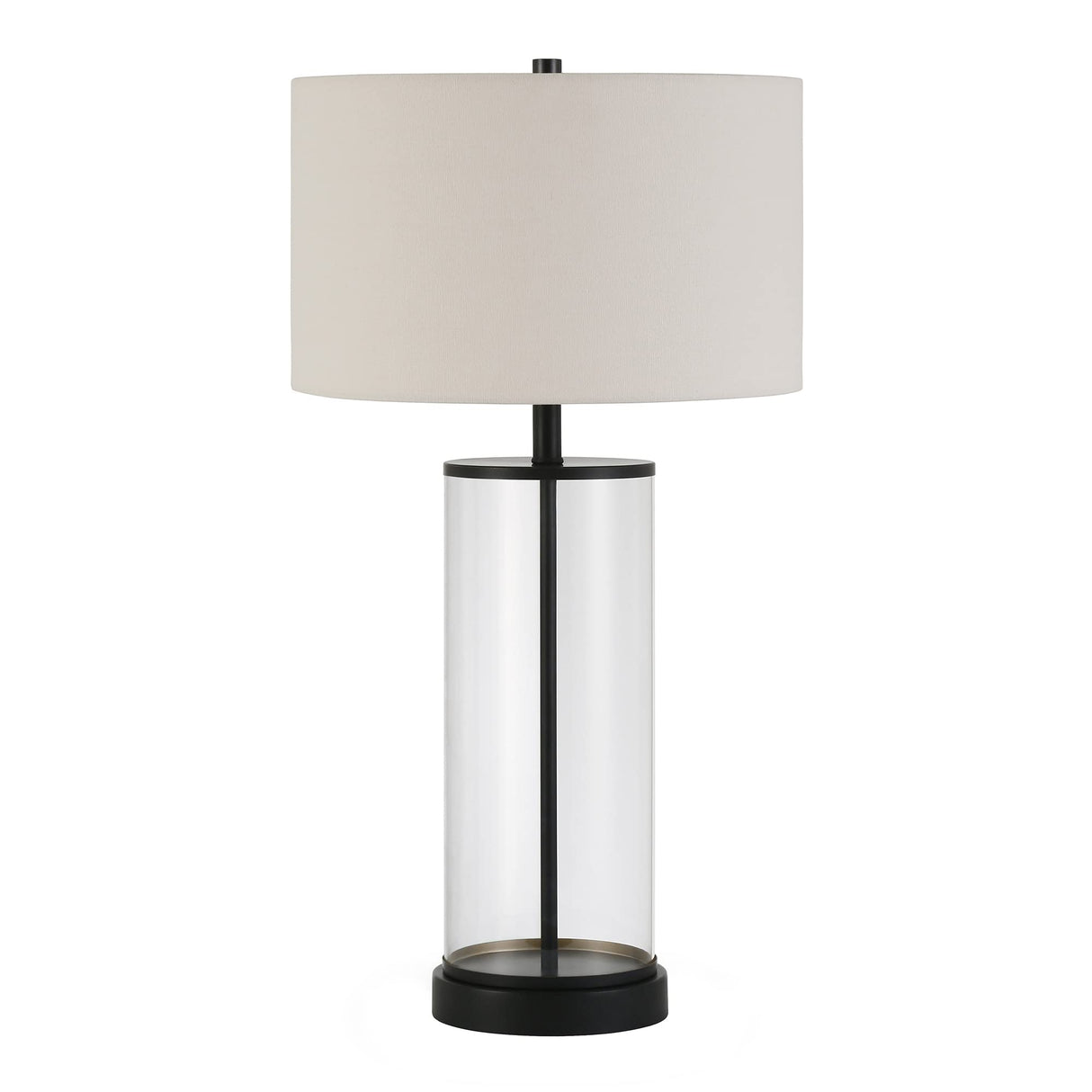 Henn&Hart 28" Tall Table Lamp with Fabric Shade in Blackened Bronze/White, Lamp, Desk Lamp for Home or Office Henn&Hart