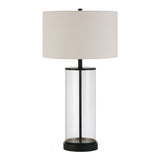 Henn&Hart 28" Tall Table Lamp with Fabric Shade in Blackened Bronze/White, Lamp, Desk Lamp for Home or Office Henn&Hart
