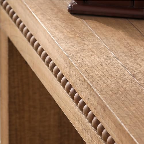FGXJY Console Table for Living Room, Long Sofa Table Behind Couch with Real Wood Beads Decoration, Retro Entryway Table for Hallway Foyer (64 Inch, Antique Natural) FGXJY