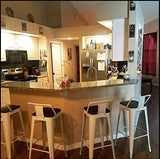 Yongchuang 24 inch Barstools Set of 4 Counter Height Bar Stools Farmhouse Kitchen Metal Bar Chairs with Wood Seat Low Back Cream White Yongchuang