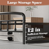 Blbeed Metal Twin Bed Frames,1500 Lbs Heavy Duty Bed Frames with Headboard,Noise-Free Design & 12" Underbed Storage,No Box Spring Needed/Tool-Free Assembly Blbeed