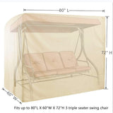 uHousDeco Outdoor 3 Triple Seater Hammock Patio Swing Chair Cover, Water-Resistant, All Weather Protection, Beige Color uHousDeco