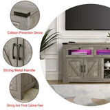 EXQUAL Sideboard Buffet Cabinet with Storage, 47" Kitchen Storage Cabinet with LED Lights, Farmhouse Coffee Bar with 2 Barn Doors for Kitchen Dining Room, Hallway, Living Room EXQUAL