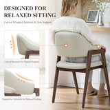 MALOL Wooden Dining Chairs Set of 6, Modern Fabric Upholstered Dining Room Chair, Kitchen Side Chairs, Farmhouse Dinner Chair with Curved Open Back for Kitchen, Beige MALOL
