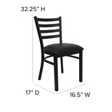 Flash Furniture Hercules Series Commercial Ladder Back Restaurant Chairs, Modern Lightweight Metal Dining Chairs with Padded Seats, Set of 2, Black Flash Furniture