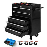 Tool Chest with Wheels,Metal Locking Rolling Tool Box with Tool Organizer Trays for Tool Storage Organizer,Garage,Portable Standing Mechanic Toolbox for Garage (5 Drawer Tool Box Black, 5 Drawer) BouPower