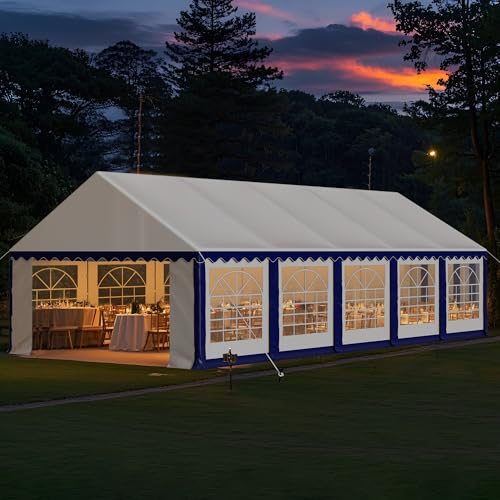 MFSTUDIO 16'x32' Party Tent, Outdoor Heavy Duty Party Tents with Removable Sidewalls, Large Canopy Tent Shelter for Outdoor Events Wedding Birthday, Blue MFSTUDIO
