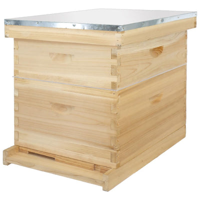 BEEINN 10 Frame Bee Hive, Compelte Bee Hive Starter Kit Includes 1 Deep Brood Honey Bee Hives Box, 1 Medium Super Bee Box with Beehive Frames and Foundation Sheets