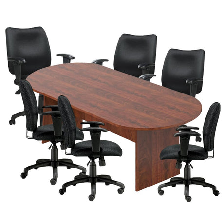 GOF 6FT, 8FT, 10FT Conference Table & Chair (G11612B) Set, Dark Cherry, Espresso, Artisan Grey, Mahogany, Walnut (8ft Table with 6 Chairs, Dark Cherry) GOF