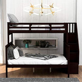 Ball & Cast Twin Over Full Bunk Bed with Storage Ladder and Full-Length Guardrails,Wooden Bunkbed w/Slat Support & into Two Individual Beds,Bedframe Furniture for Student Dorms,Guest Rooms,Espresso Ball & Cast