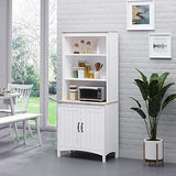 HOMCOM 70" White Kitchen Hutch with Adjustable Shelves and Open Countertop Storage HOMCOM