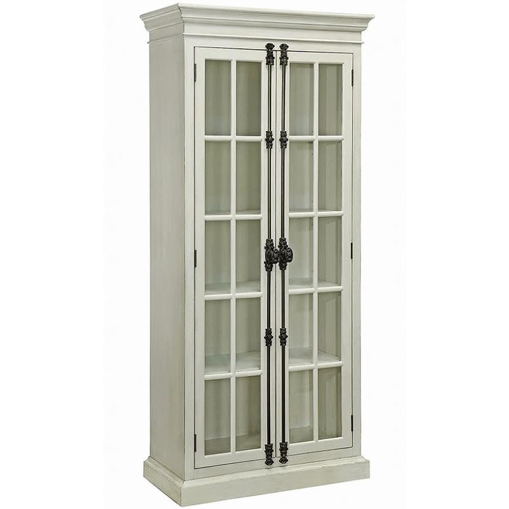 Coaster Furniture 2-Door Curio Cabinet Antique White and Clear 910187 Coaster Home Furnishings