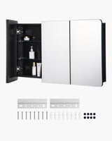 VEVOR Medicine Cabinet, 25.5 x 40 inch, Medicine Cabinet for Bathroom with Mirror, Aluminum Frame Bathroom Wall Cabinet, 4-Layer Adjustable Shelves, Recessed & Wall-Mounted Installation VEVOR