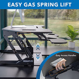 Mount-It! Corner Standing Desk Converter Height Adjustable 43” Wide Desktop, Corner Stand Up Desk with Gas Spring Lift Asssit, Stand Up Computer Workstation with Ergonomic Keyboard Tray | Black Mount-It!