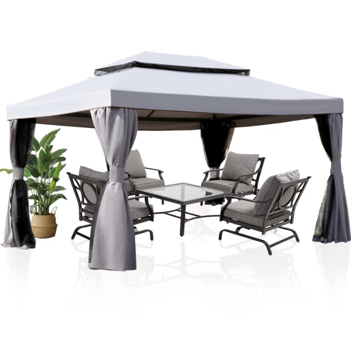 Grand Patio 10x13 Ft Patio Gazebo,Outdoor Gazebo Canopy with Mosquito Netting and Curtains,Sturdy Straight Leg Tent Soft Top Gazebo for Patios Deck Backyard Grand patio