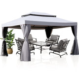 Grand Patio 10x13 Ft Patio Gazebo,Outdoor Gazebo Canopy with Mosquito Netting and Curtains,Sturdy Straight Leg Tent Soft Top Gazebo for Patios Deck Backyard Grand patio