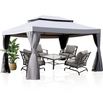 Grand Patio 10x13 Ft Patio Gazebo,Outdoor Gazebo Canopy with Mosquito Netting and Curtains,Sturdy Straight Leg Tent Soft Top Gazebo for Patios Deck Backyard - WoodArtSupply