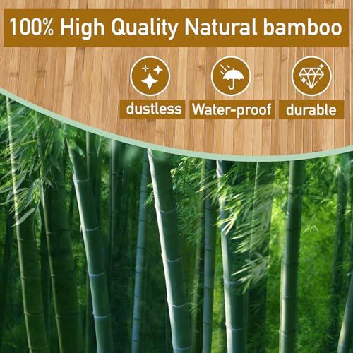 192" x 48" Natural Bamboo Wall Panel - Flexible Renewable Wainscoting for Interior Decor, Room Divider & Ceiling Tiles - Living Room, Bedroom, Office, Kitchen Island Decor bajingshanhu
