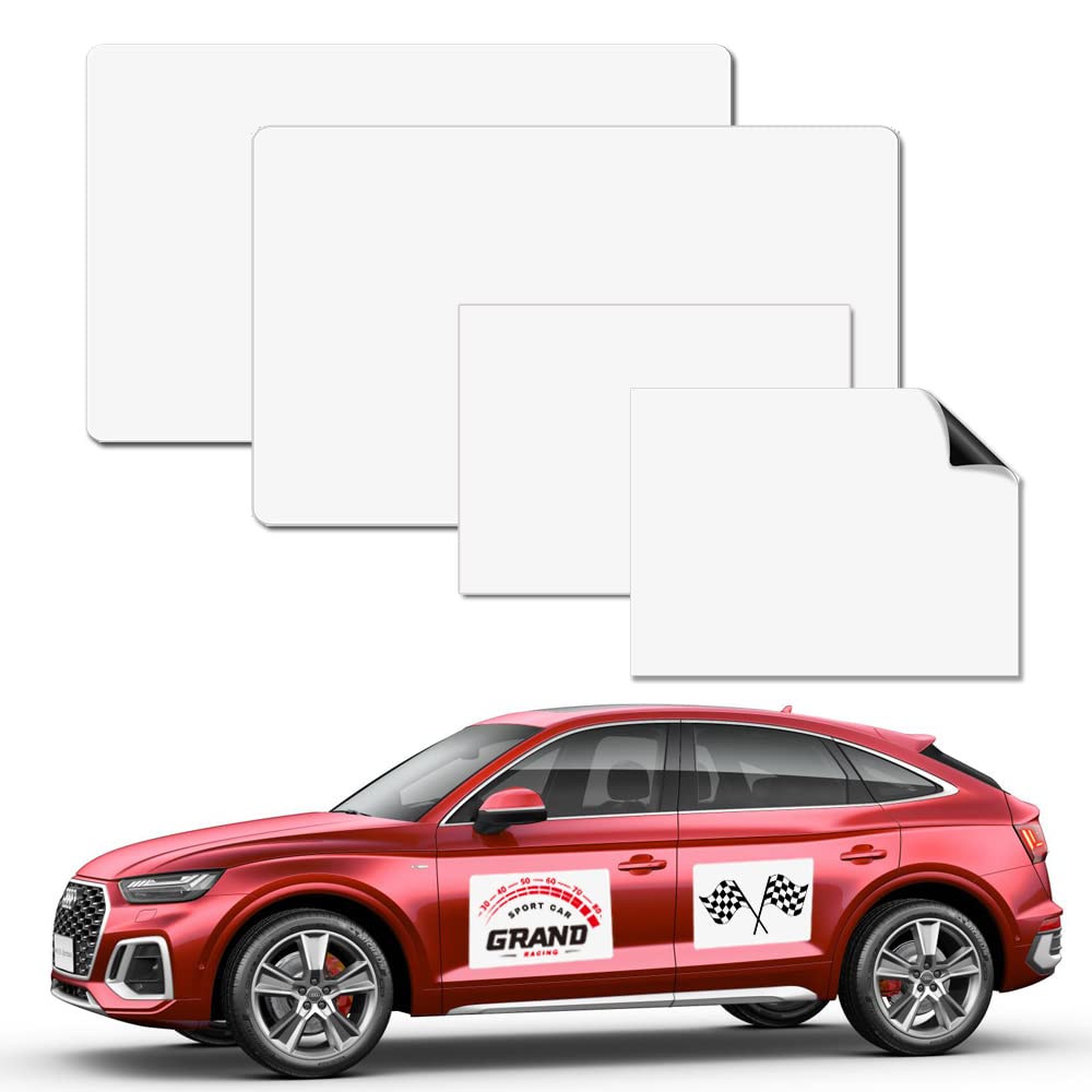 4 Pack Blank Magnetic Car Signs, Rounded Corners Blank Car Magnet Set for Advertise Business, Cover Company Logo (for HOA), Prevent Car Scratches and Dents (12"X 17",11.7" x 8.27")