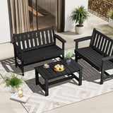 SERWALL Outdoor Coffee Table, HDPE Patio Coffee Table for Outside, Rectangle, Black SERWALL