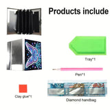 5D Diamond Painting Art Credit Card Holder Wallet, Stainless Steel Card Storage Bag with Butterfly Pattern, 3.8x2.55in with 6 Slots - Travel Business Gift for Adults Santiway