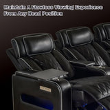 GUEAPY Power Reclining Sofa Home Theater Seating with Adjustable Headrest, Breathable Leather Electric Recliner with LED Lighting, Cup Holders, USB Charging & Tray Table
