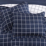AMBERSPACE Plaid Twin XL Comforter Set Dark Blue, Reversible Checkered Bedding Set 5 Pieces for Boys Girls Teen, Lightweight Bed in a Bag for Dorm with Sheets, Pillowcase & Sham AMBERSPACE