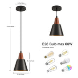 IHENGYANLT 2 Pack Pendant Lights, Black Pendant Lights Kitchen Island,Wood Dome Minimalist Industrial Ceiling Hanging Lights for Kitchen Island, Barn, Dining Room, Living Roo m, Bedroom IHENGYANLT