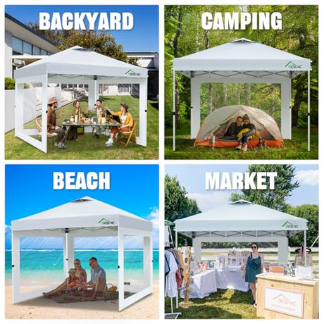 Acepic Clear Canopy Sidewalls for 10x10 Pop Up Tent, Transparent Window Curtain Cloth, 8 Mil PVC Enclosure Fabric with Zipper, 3Pack Sidewalls Only, (White) Acepic