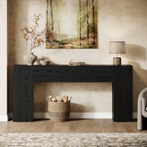 Tribesigns 71-Inch Long Console Table for Entryway, Farmhouse Sofa Console Behind Couch, Entry Table for Hallway, Foyer, Living Room, Black Tribesigns