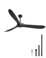 VEVOR 72 Inch Ceiling Fan without Light, 6-Speed Remote Control, 3-Wood-Blade, Reversible DC Motor, Modern Low Profile Flush Mount Exterior Fan for Bedroom, Living Room, Patio, Indoor/Outdoor, Black VEVOR